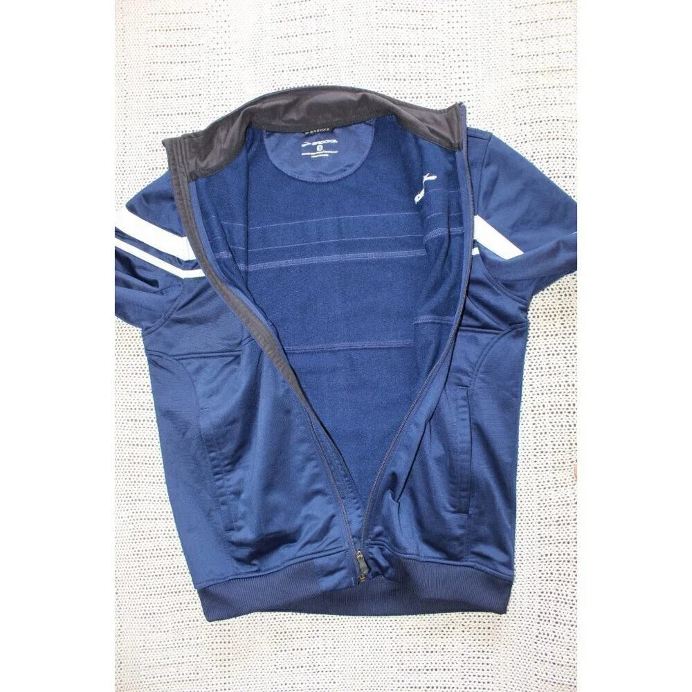Brooks Equilibrium Technology Tienken II Mens Jacket Navy Blue Size Small Zip up